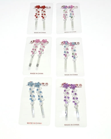 Pair of Flower Design Hair grips with stones