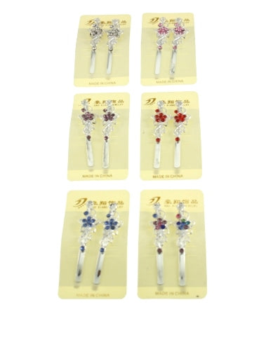 Pair of Flower and Star Design Hair grip with stones