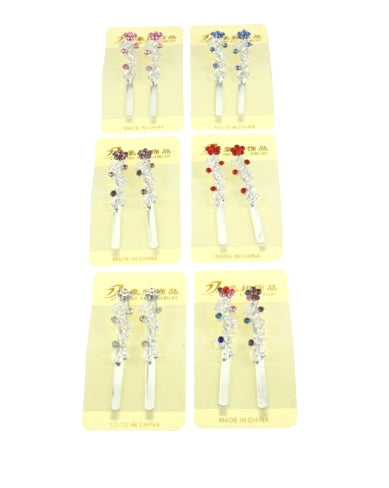 Pair of Flower Design Hair Grips with Stones
