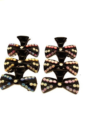 Assorted Colour Stones Bow Hair Claw Clips