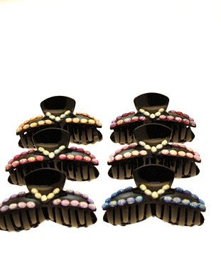 Assorted Colour Stones Hair Claw Clips