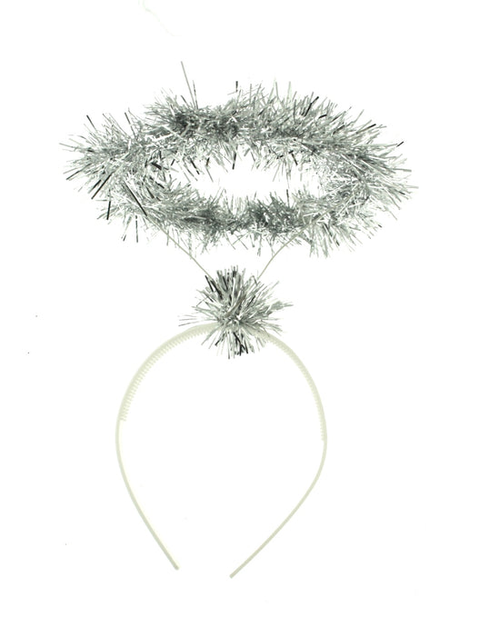 Silver Tinsel Halo on Aliceband