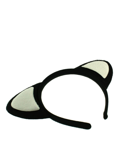 Black Cat Headband with White Ears