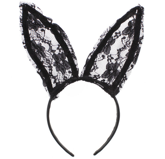 Black Lace Fox Ears Headband