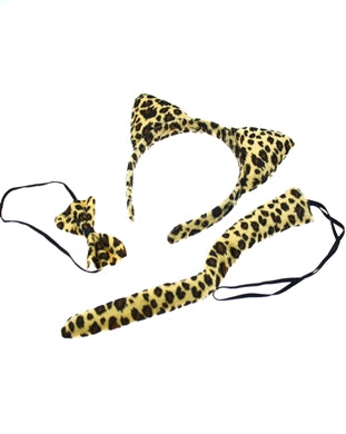 3 Piece Leopard Set Includes Aliceband, Elastic Bow and Tail