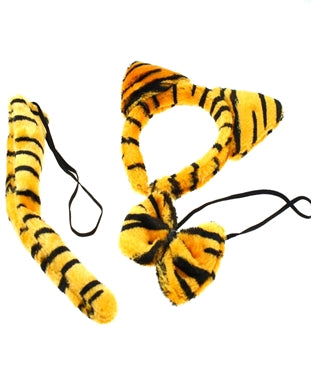 3 Piece Tiger Set includes Aliceband, Elastic Bow and Tail