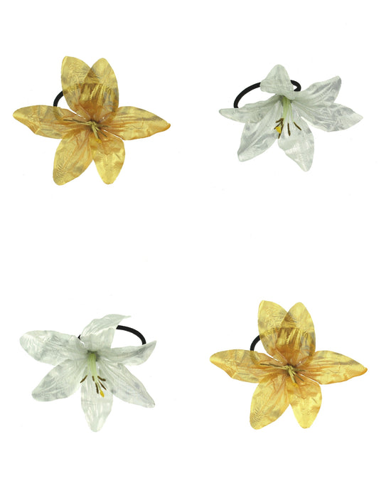 Assorted Gold & Silver Lilies Hair Elastic