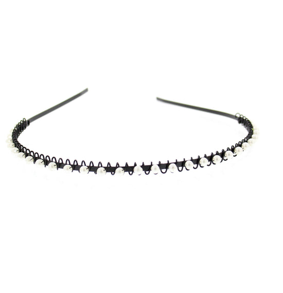 Metal Wire Aliceband with Pearl Stones