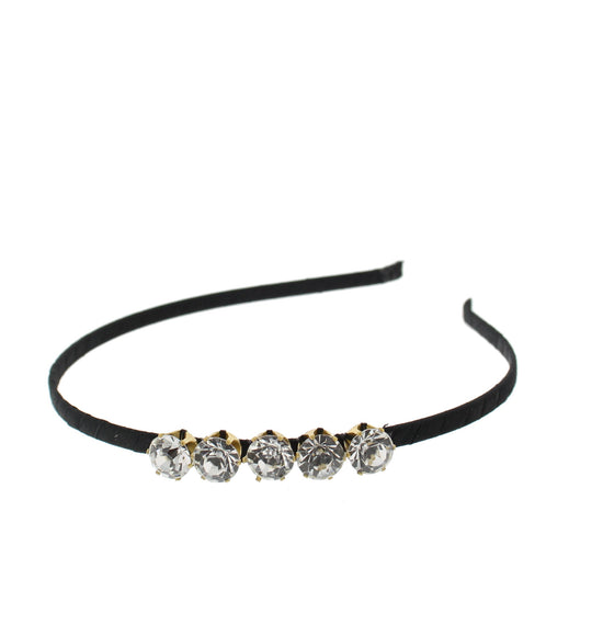 Black Satin Alicebands with Clear Stones