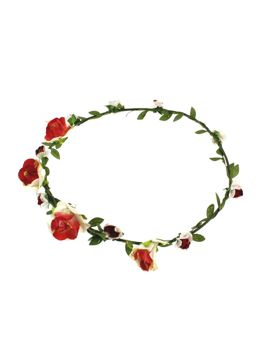 Red & White Glitter Flower Hair Wreath Garlands