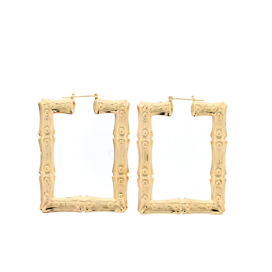 Bamboo Style Rectangular Earrings