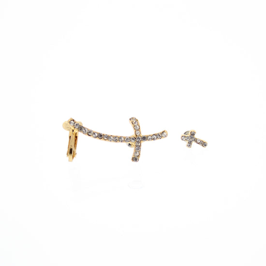 Cross Diamante Stone Ear Cuff with Separate Cross Stud