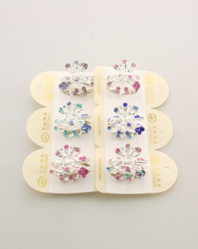 Sliver Mini Hair Clips with Stones