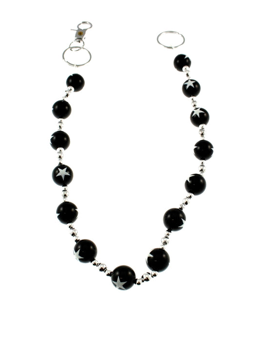 Stars on Black Ball Keychain