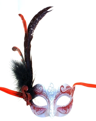 Flower and Feather Red/Glitter Eye Masks
