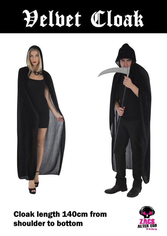Unisex Fancy Dress Black Velvet Cloak