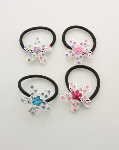 Flower with Stones on Hair Elastic