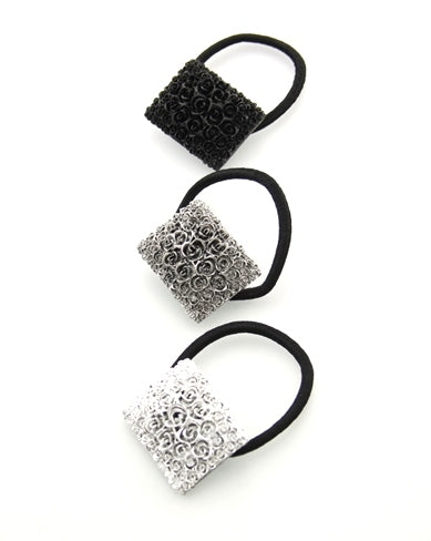 Rectangular Rose Design on Hair Elastic