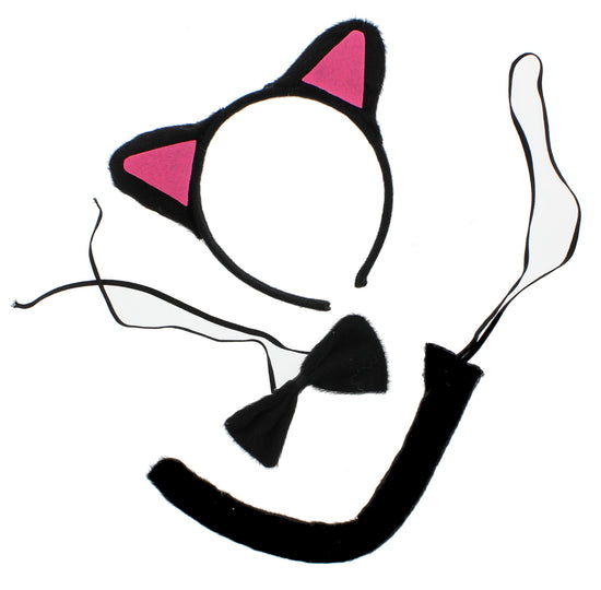 Black Cat with Pink Ears 3-Piece Set