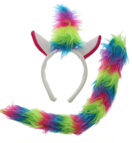 Rainbow Unicorn Headband & Tail Set