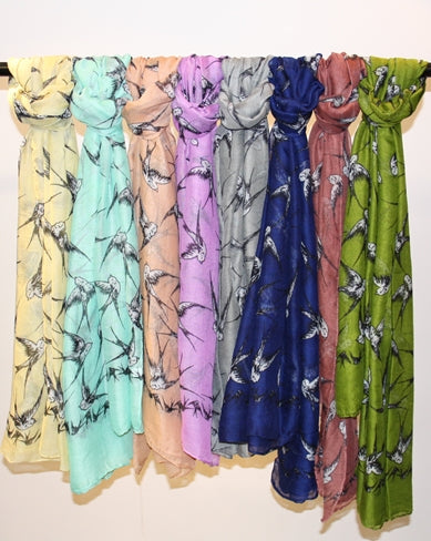 Assorted Swallow Printed Scarves