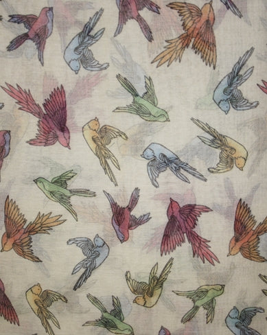 Assorted Multi-Bird Print Scarves