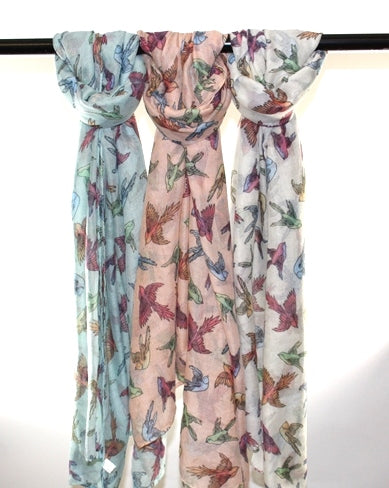 Assorted Multi-Bird Print Scarves