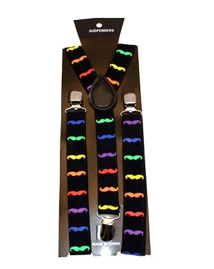 Multicolour Moustaches on Black Braces