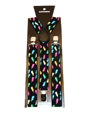 25mm Multicolour Lightning on Black Braces