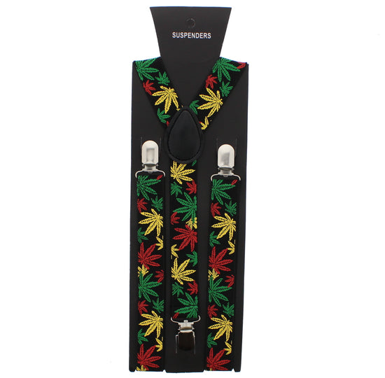 25mm Black with Assorted Rasta Leaf Braces