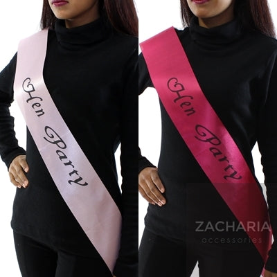 Hen Party Sash 6pc Fuschia, 6pc Baby Pink