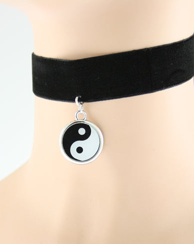 Black Velvet Chocker with Ying Yang