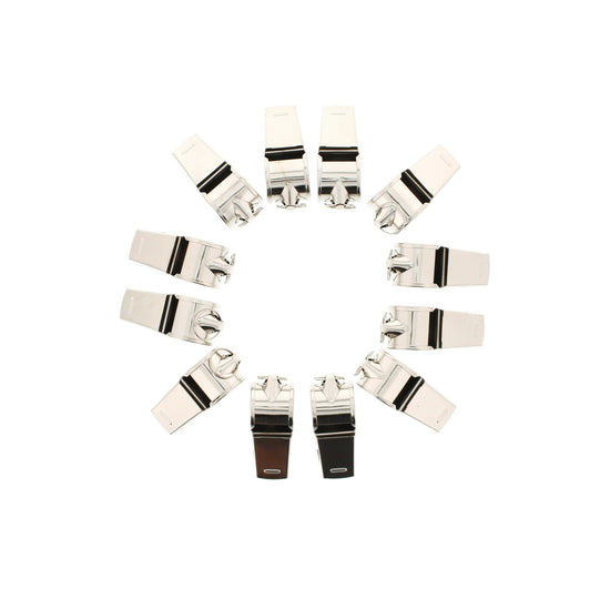 12 Individually Wrapped Silver Metal Whistles
