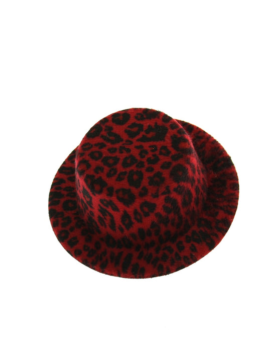 Dark Red Leopard Mini Top Hat on 2 Clips